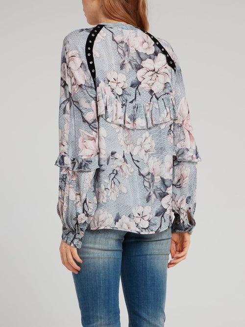 Snake Floral Lace Up Shirt