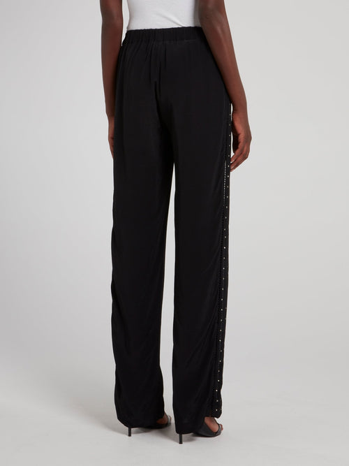 Black Side Studded Trousers