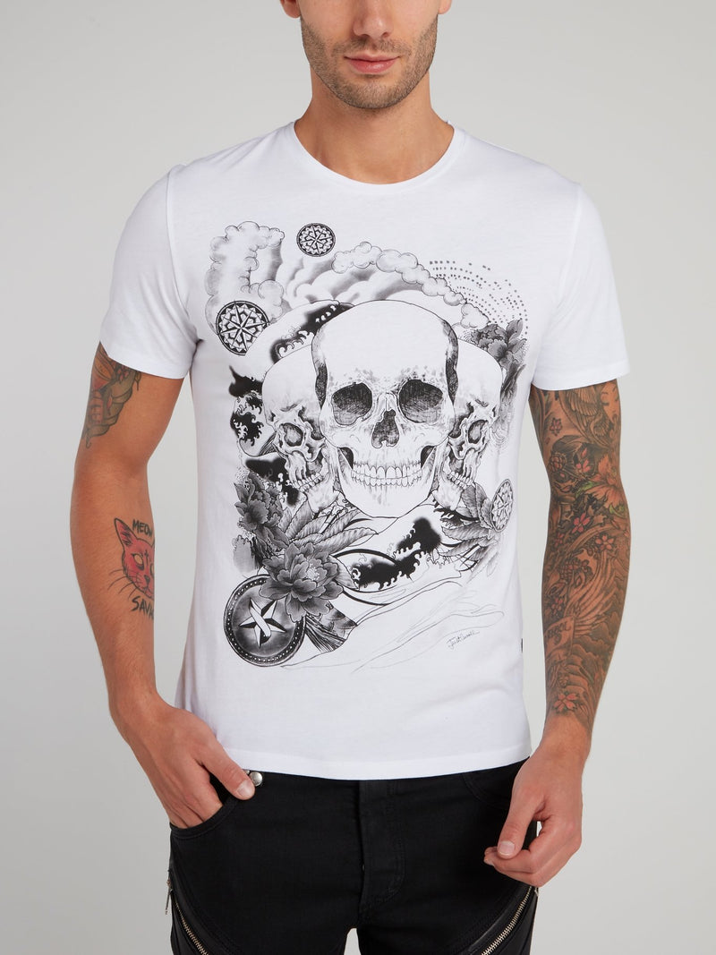 White Skull Sketch T-Shirt