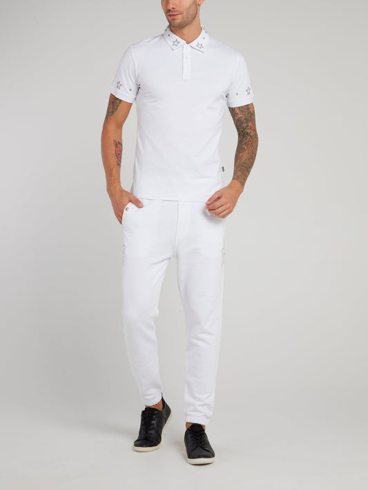 White Studded Star Polo Shirt