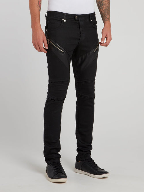 Black Zipper Embellished Trousers