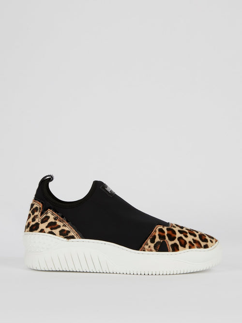 Leopard Panel Platform Sneakers