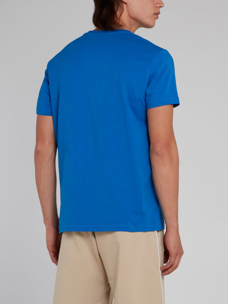 Blue Chevron Print Logo T-Shirt