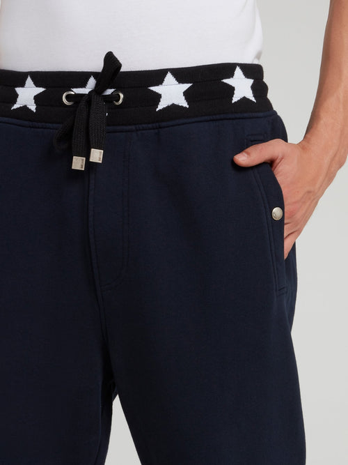 Navy Star Print Waistband Trousers