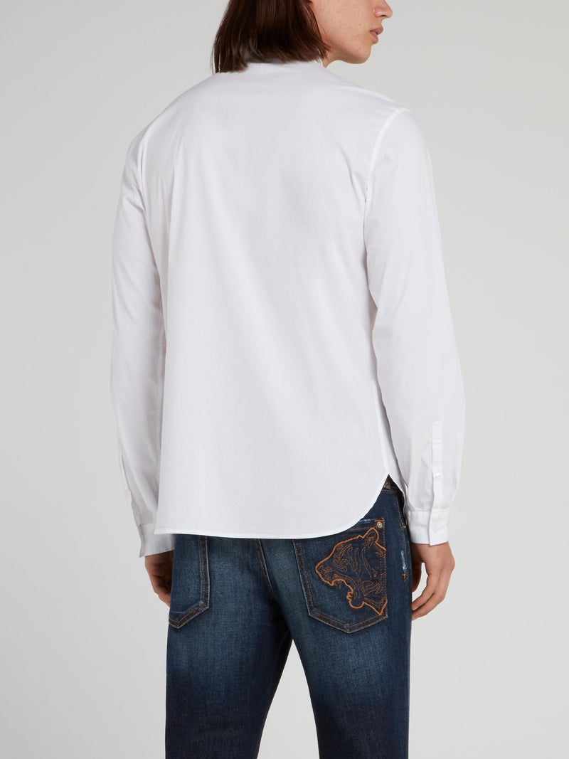 White Tiger Print Long Sleeve Shirt