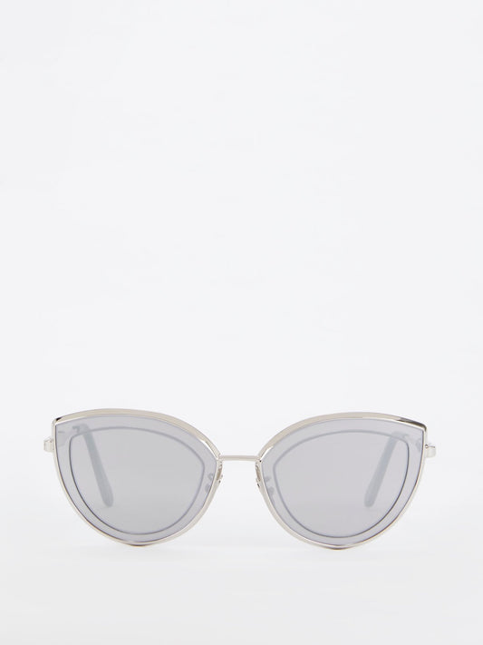 Silver Mirror Flat Cat Eye Sunglasses