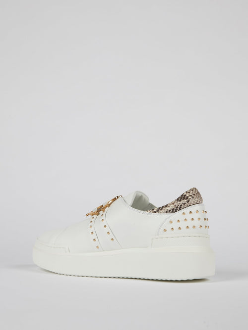 White Studded Platform Sneakers