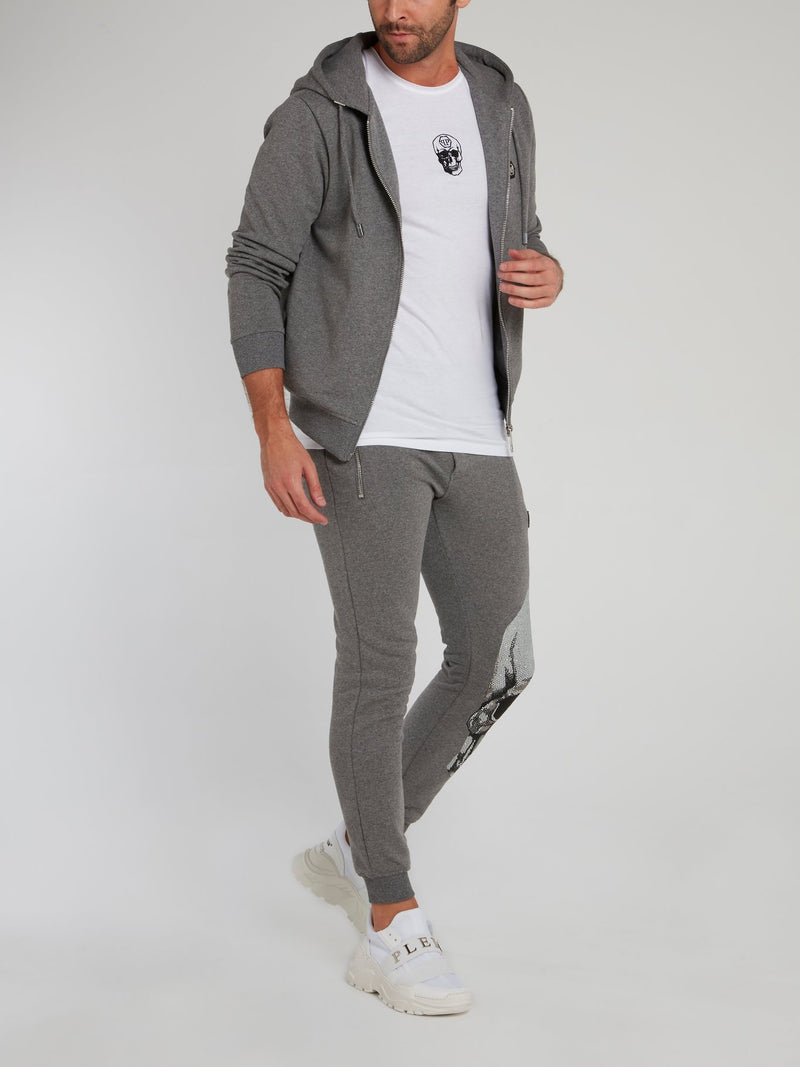 Grey Studded Skull Jogging Trousers
