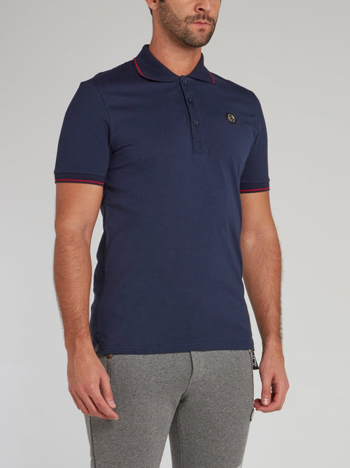 Navy Logo Appliquéd Polo Shirt