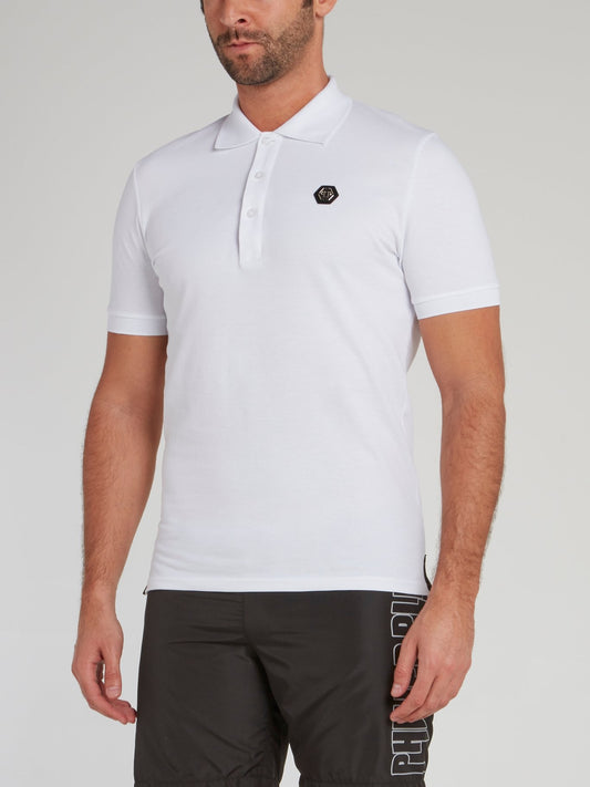 White Rear Statement Polo Shirt