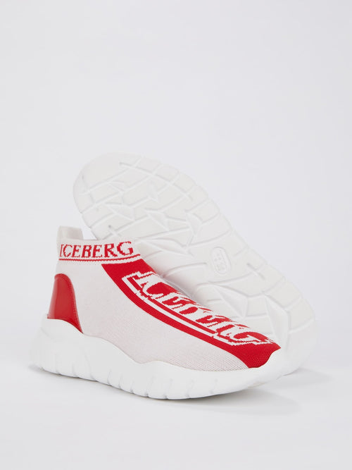 Red Logo Sock Sneakers