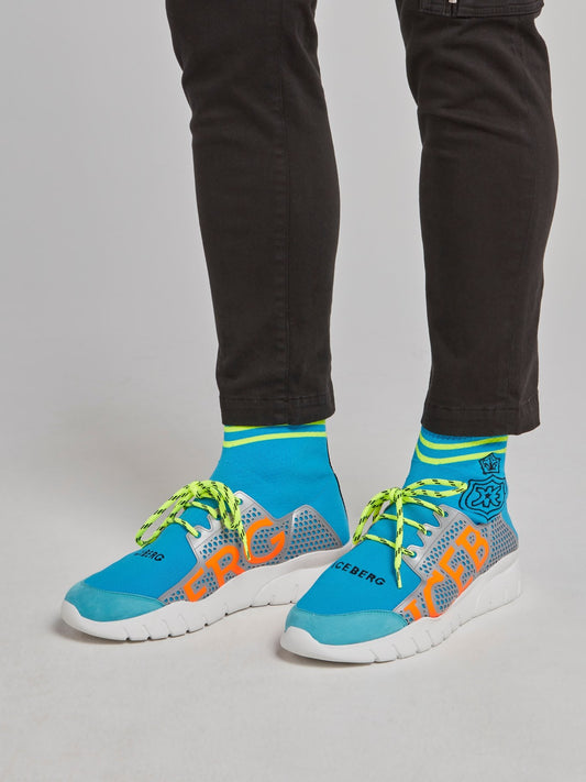 Blue Neon Sock Sneakers