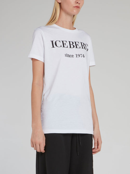 White Classic Logo Long T-Shirt