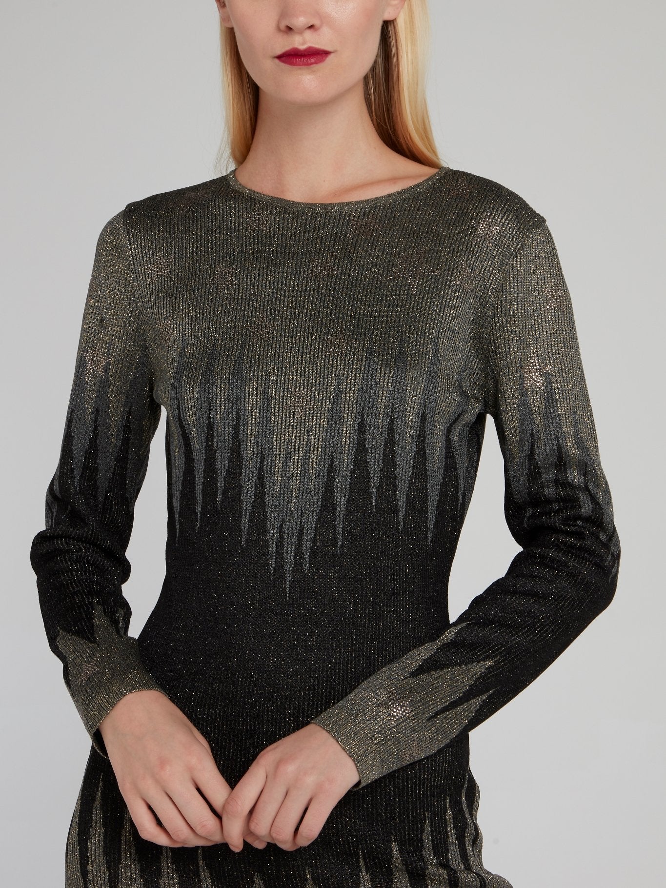 Metallic Embellished Sweater Dress