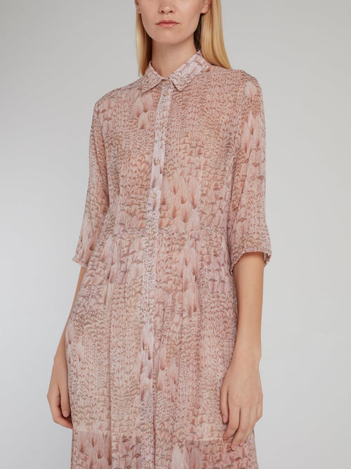Pink Printed Button Up Dress