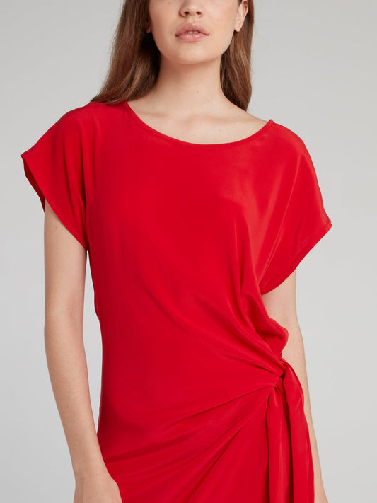 Ruby Draped Silk Dress