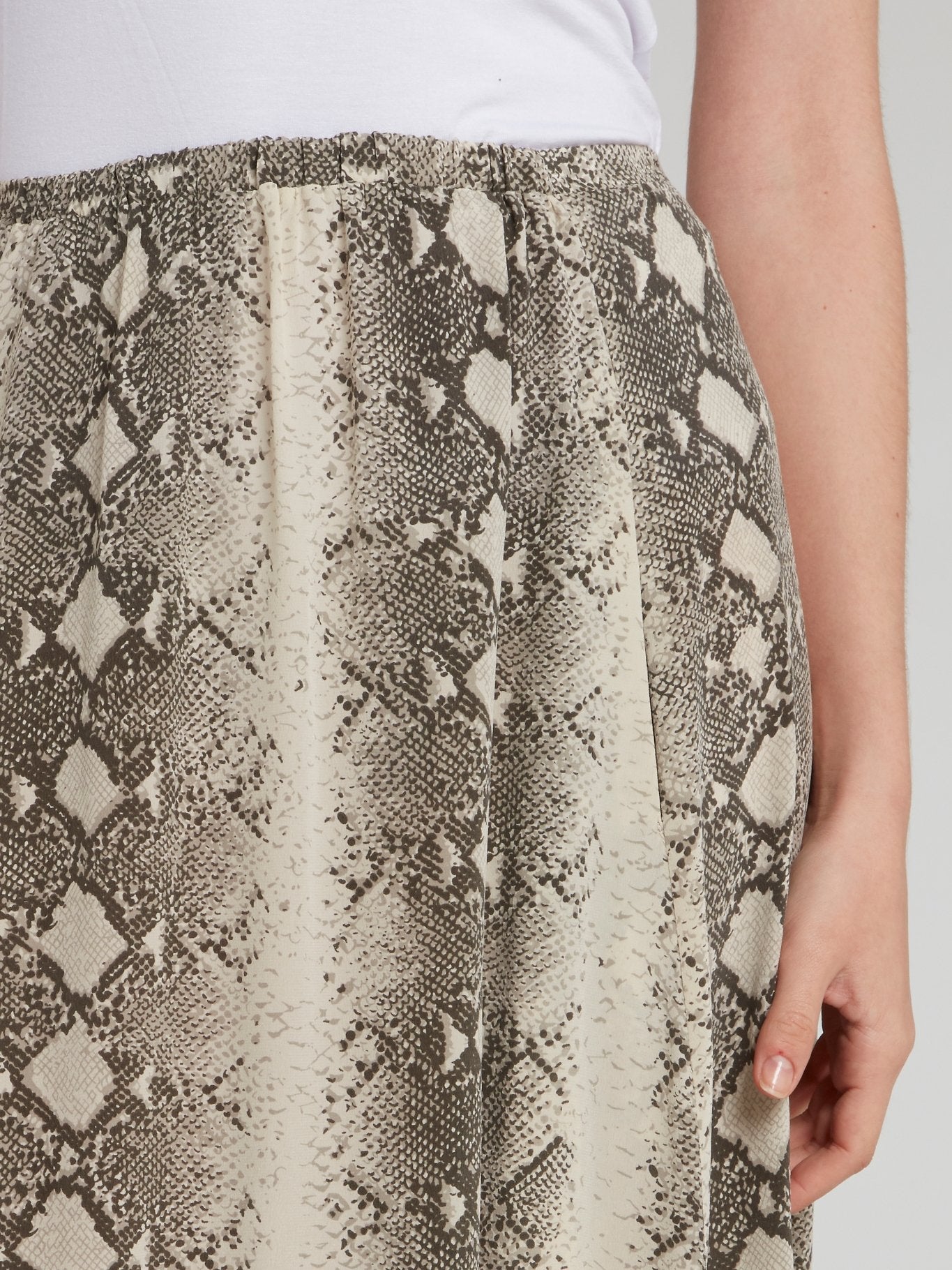 Python Effect Gathered Midi Skirt