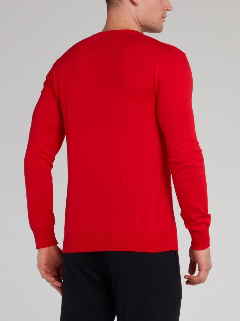 Red Classic Logo Knitted Sweatshirt