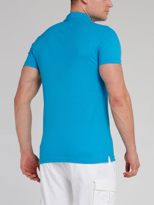 Blue Logo Appliqu)d Polo Shirt