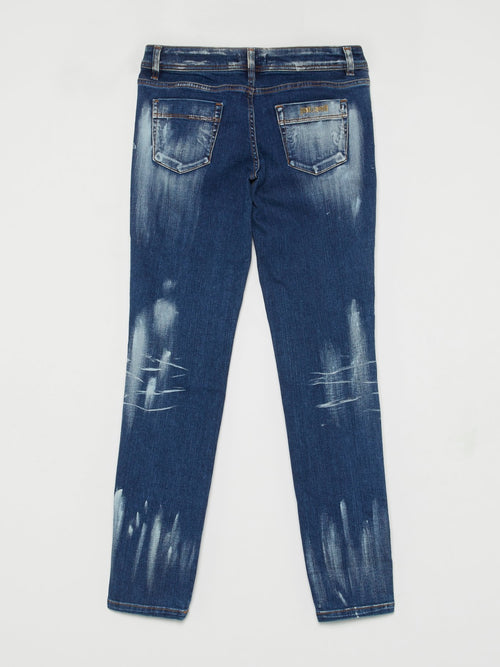 Multi-Stud Splatter Paint Jeans