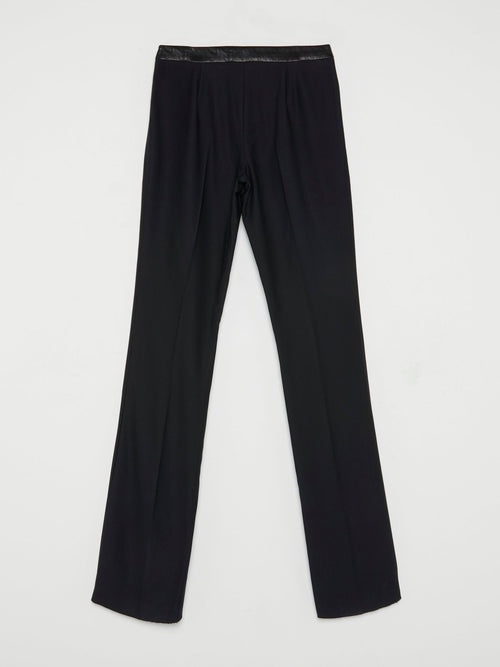 Black Leather Waistband Trousers