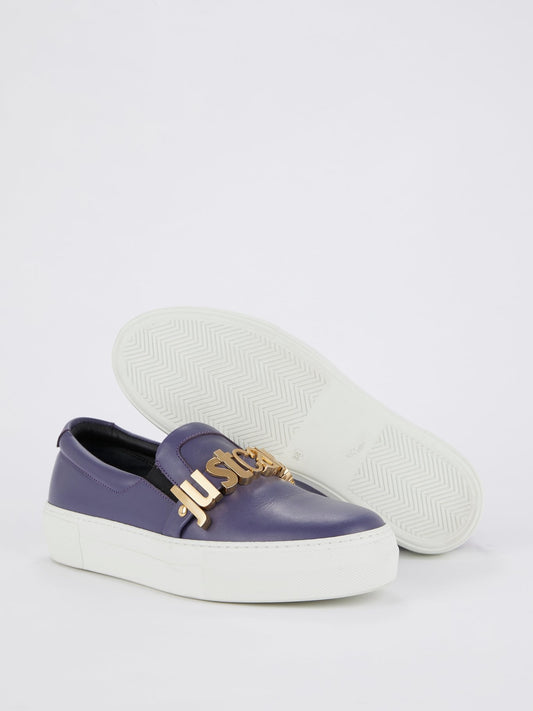 Indigo Slip On Logo Sneakers