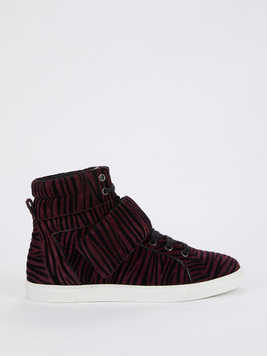 Burgundy Animal Print High Top Sneakers