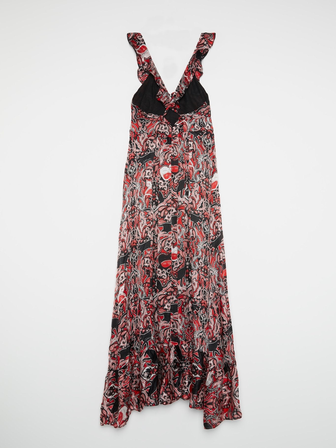 Red Baroque Pleated Maxi Dress
