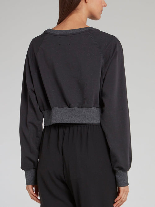 June Black Cropped Sweatshirt