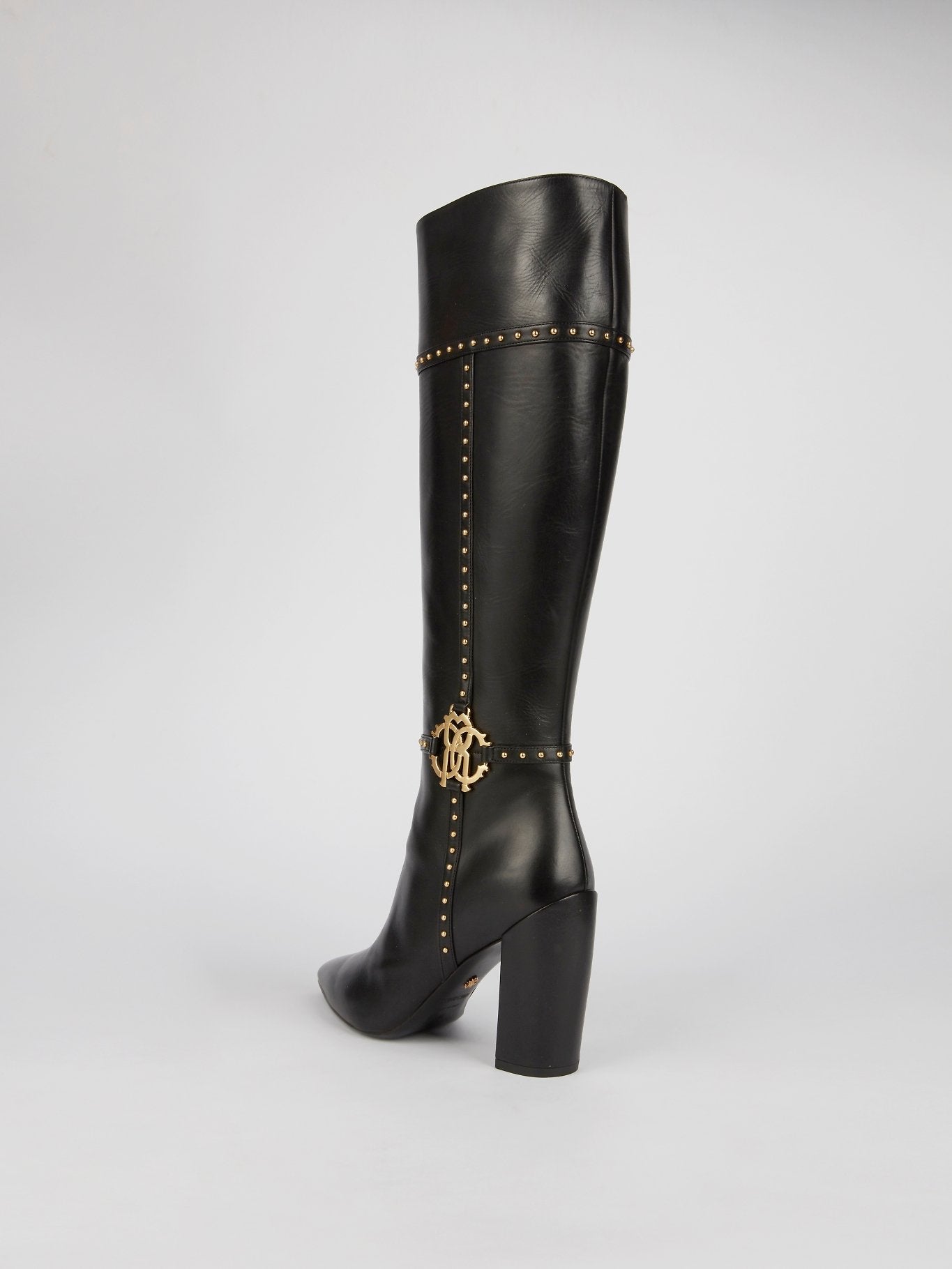 Black Leather Knee High Boots