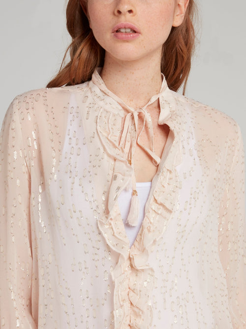 Beige Ruffle Detail Billowing Shirt