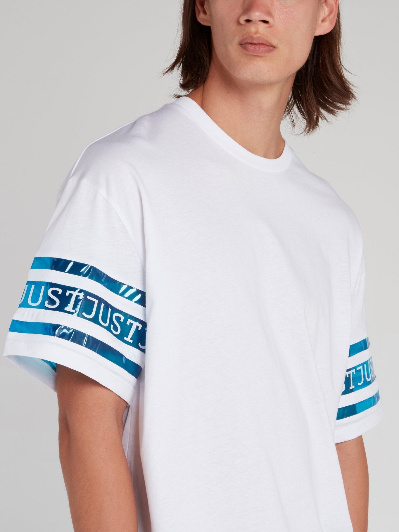 White Logo Sleeve Loose Fit T-Shirt