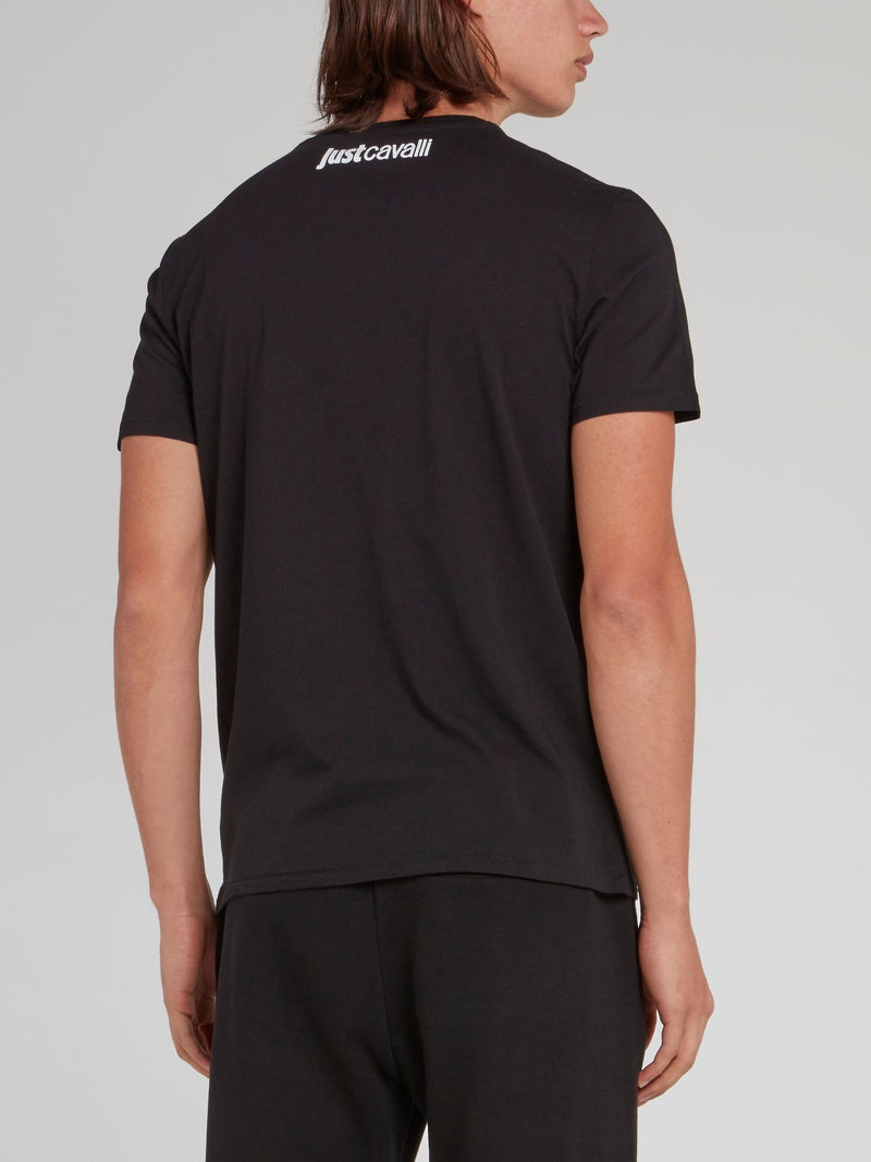 Black Studded Panel T-Shirt