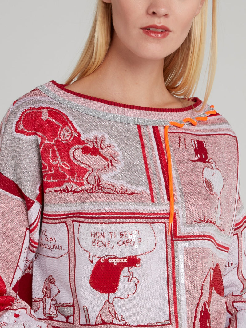 Snoopy Red Sequin Knitted Top