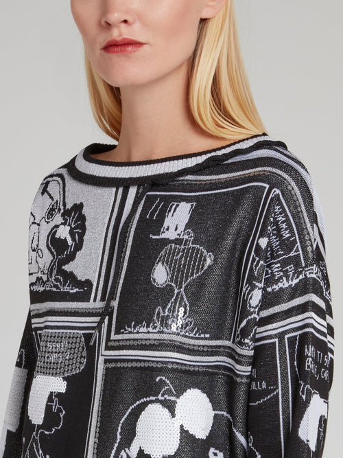 Snoopy Black Sequin Knitted Top