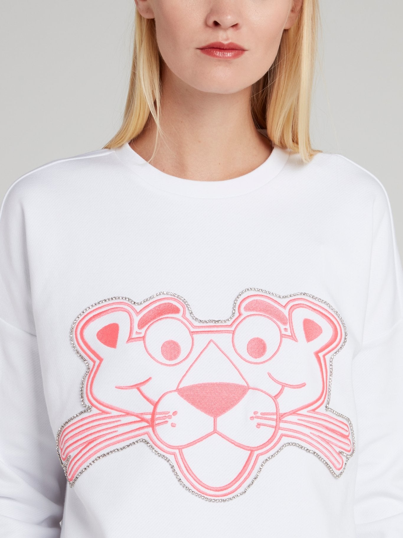 Pink Panther White Studded Sweatshirt