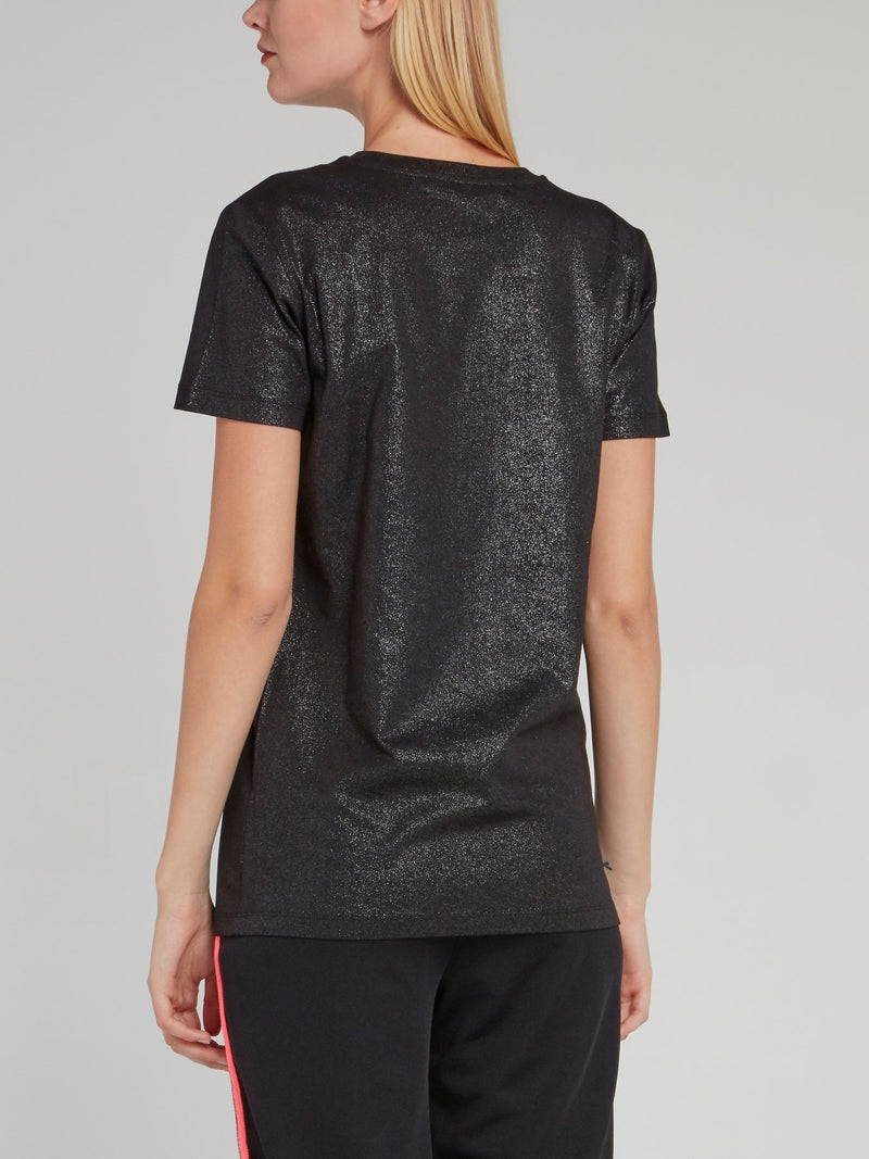 Black Logo Glitter T-Shirt