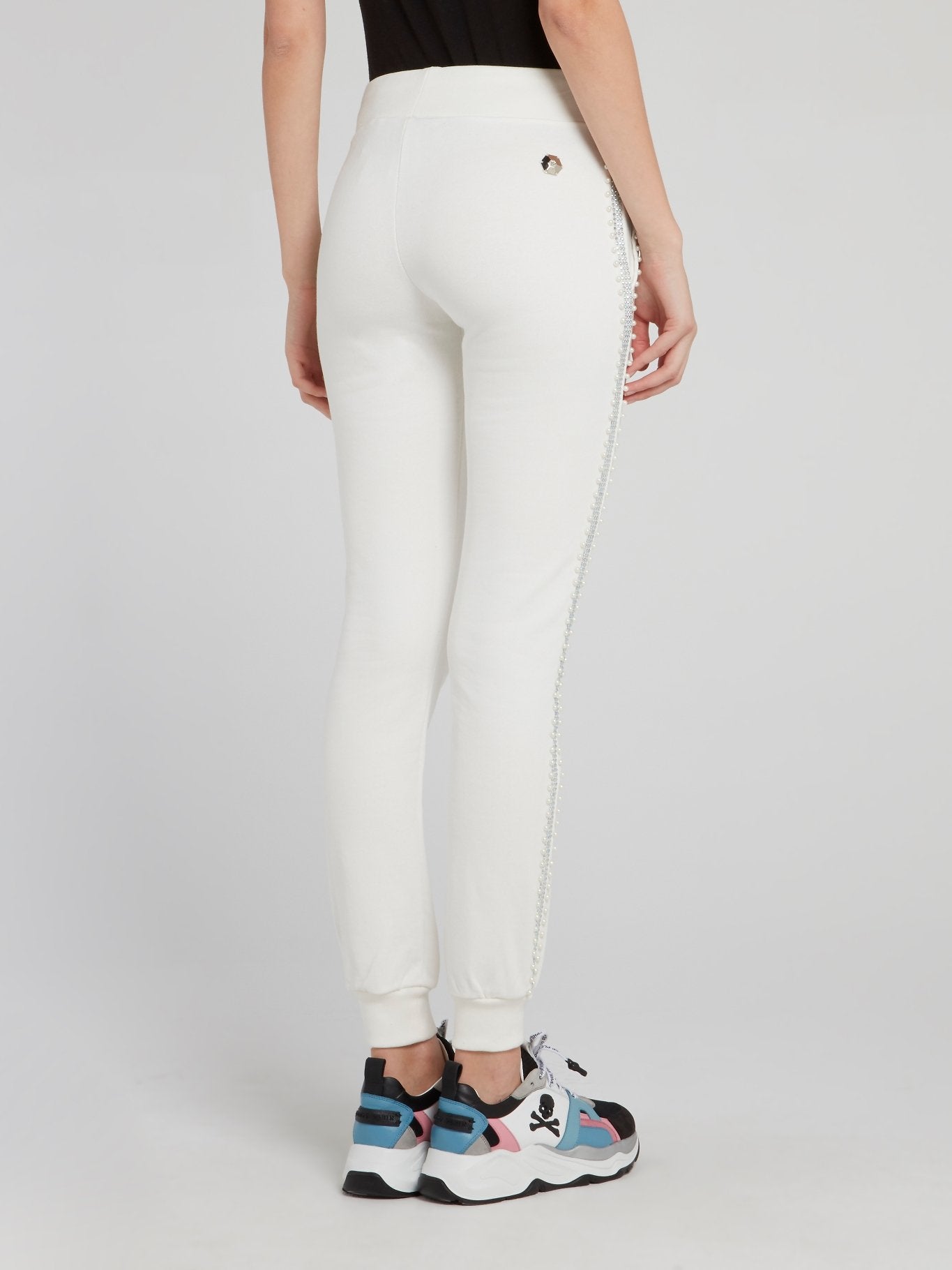 White Pearl Embellished Active Trousers