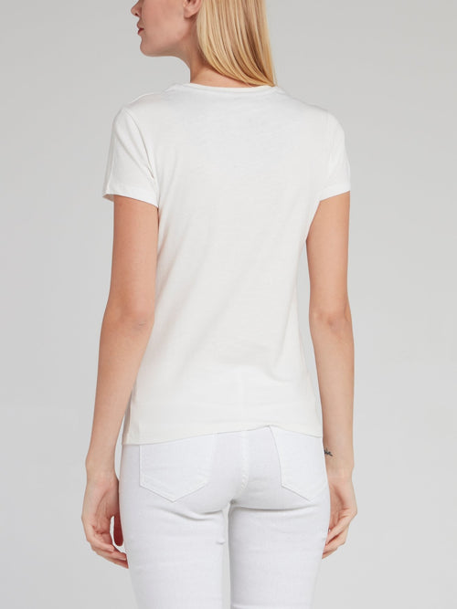 White Studded Monogram T-Shirt