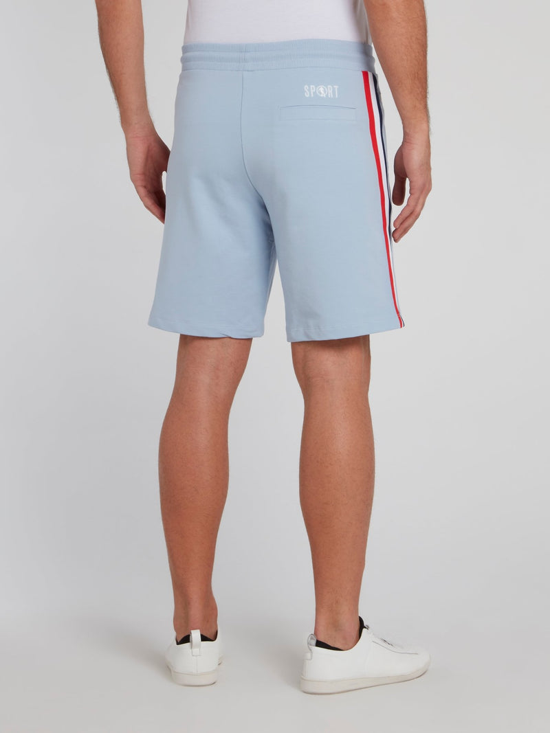 Blue Side Stripe Cotton Shorts