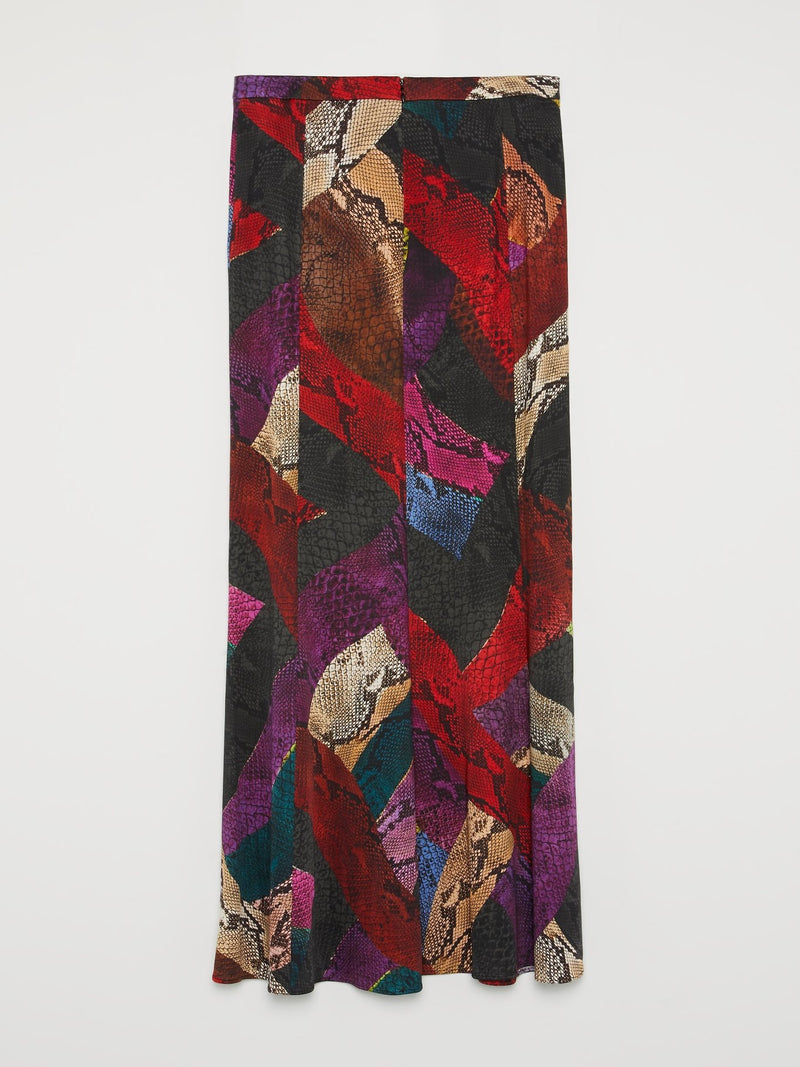 Multi Snake Print Maxi Skirt