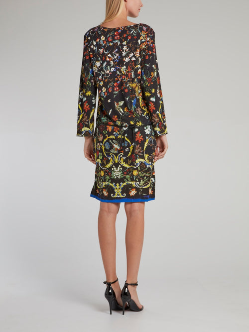 Floral Baroque Print Shift Dress