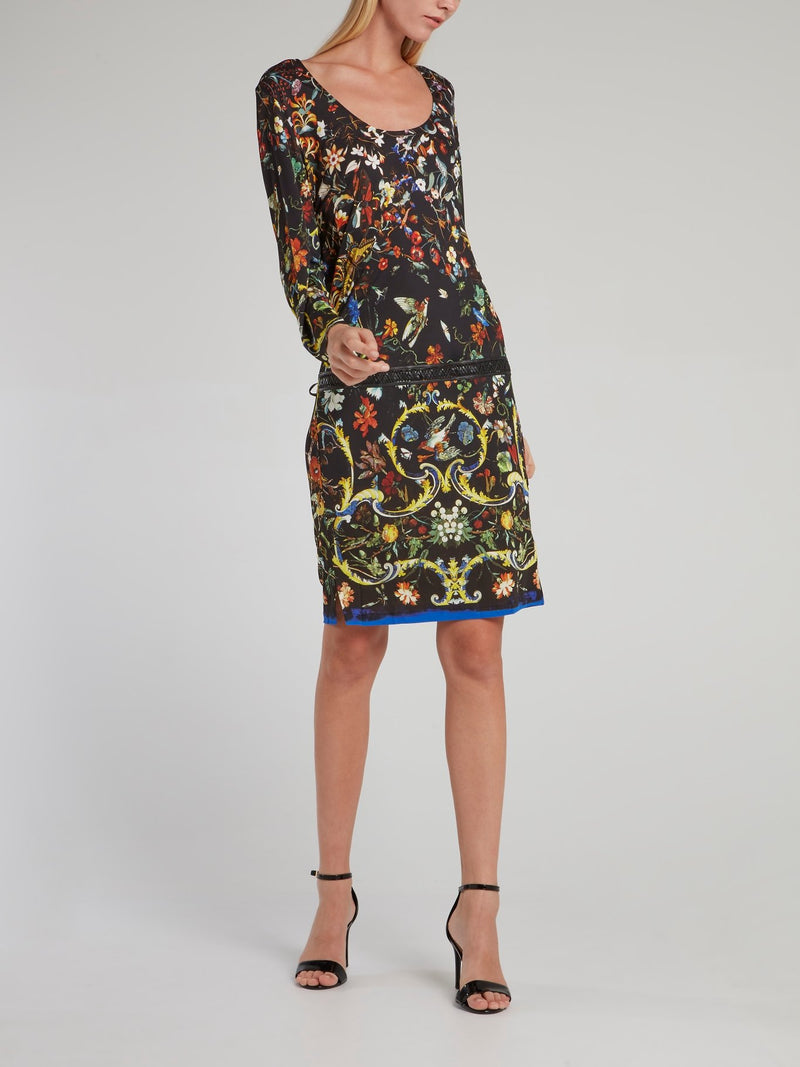 Floral Baroque Print Shift Dress