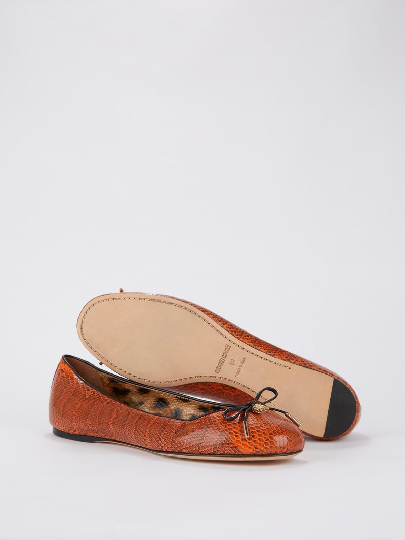 Snake Effect Leopard Panel Flats