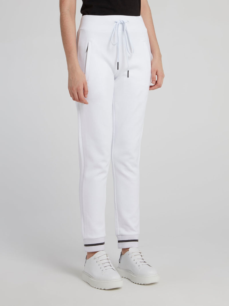 White Cuffed Active Trousers