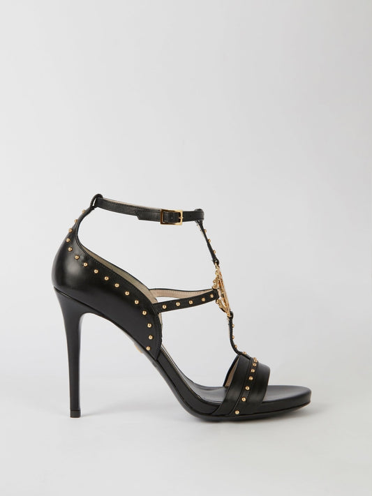 Black Studded Cage Sandals