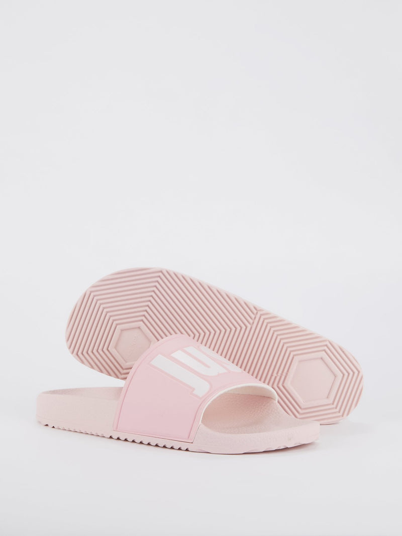 Pink Logo Strap Top Slippers