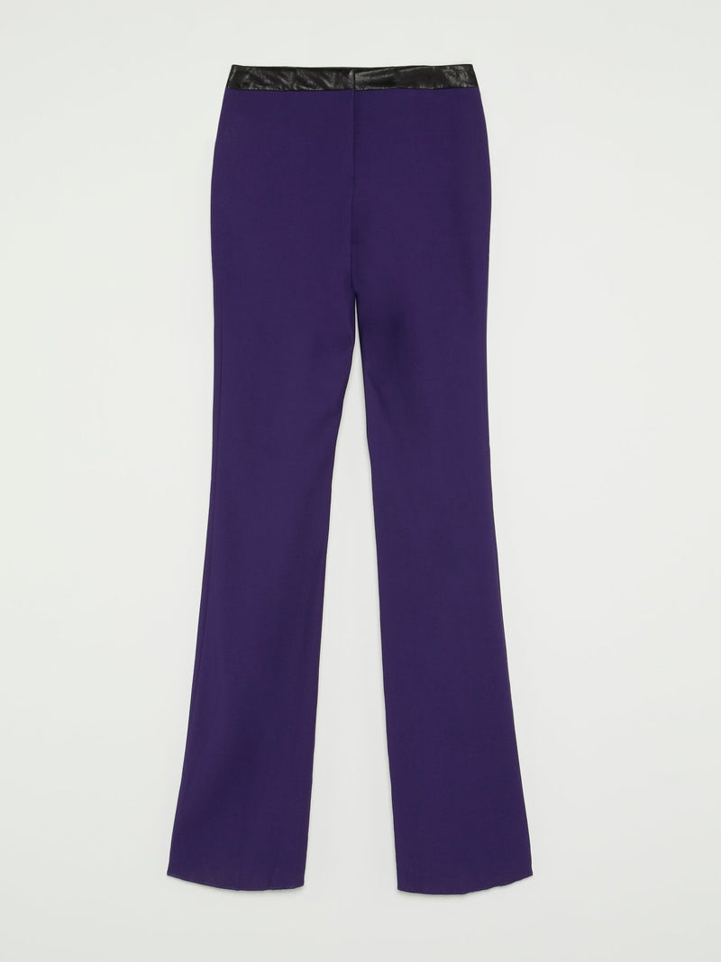 Purple Leather Waistband Bootcut Pants