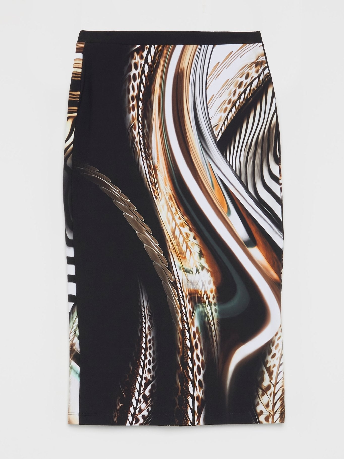Black Feather Print Mini Skirt