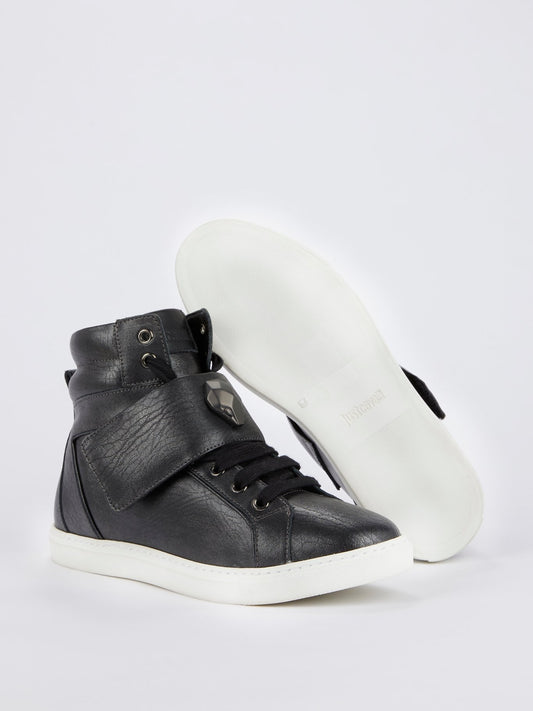 Black Snake Head Embellished Sneakers